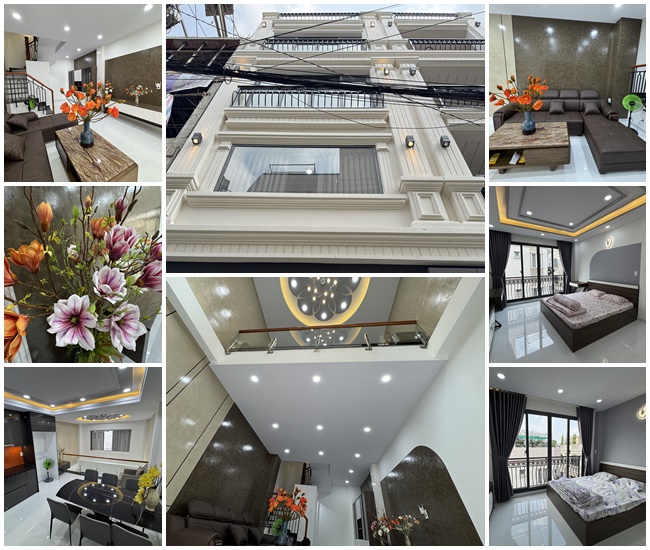 Nhà phố 3 lầu thiết kế Singapore đẹp lung linh full nội thất cao cấp hẻm xe hơi Khu VIP Quang Trung